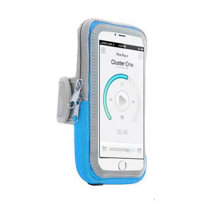 Laufarmtasche Hohe Kapazität Doppelreißverschlüsse Kopfhöreranschluss Touchscreen Doppellagige Aufbewahrung Handy Klettband Outdoor Herren und Damen Handgelenktasche