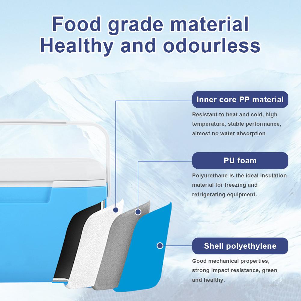 6L Portable Cool Box Mini Refrigerator Multifunction Large Capacity Insulated Freezer with Thermometer for Camping Picnic