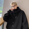 Men's Winter Thick Velvet High-Neck Oversized Hoodie - Trendy American Style