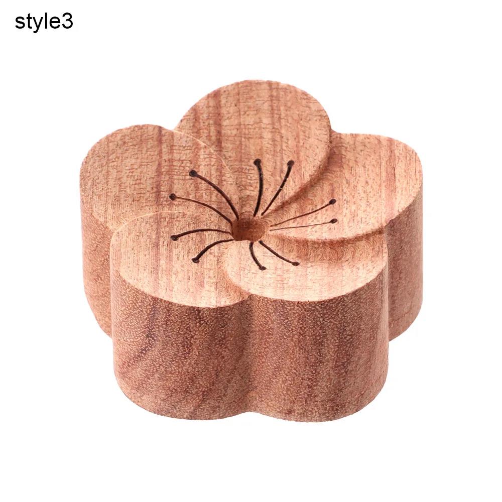 1Pc Diffused Wood Aroma Essential Oil Diffuser Essential Oil For Sleep Flower Shape Wooden Essential Oil Aromatherapy Car Supply Air Fresheners 2
