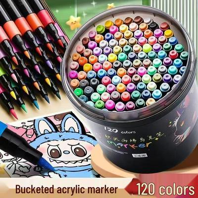 Black Barrel Soft Tip Acrylic Marker: Non-Bleeding, Layerable Colors for Kids' Art and Watercolor