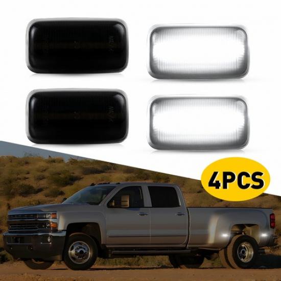 

Fit 2015- GMC Sierra 2500HD Dually Bed 4PCS White Lamp LED Light Rear Corner
