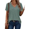 Women's Fashion Casual Short Sleeve V-Neck Court Lock T-Shirt Top