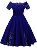Elegant Plus Size Lace Dress With Off Panel Shoulder Design And High Waist Silhouette For Sophisticated Occasions
