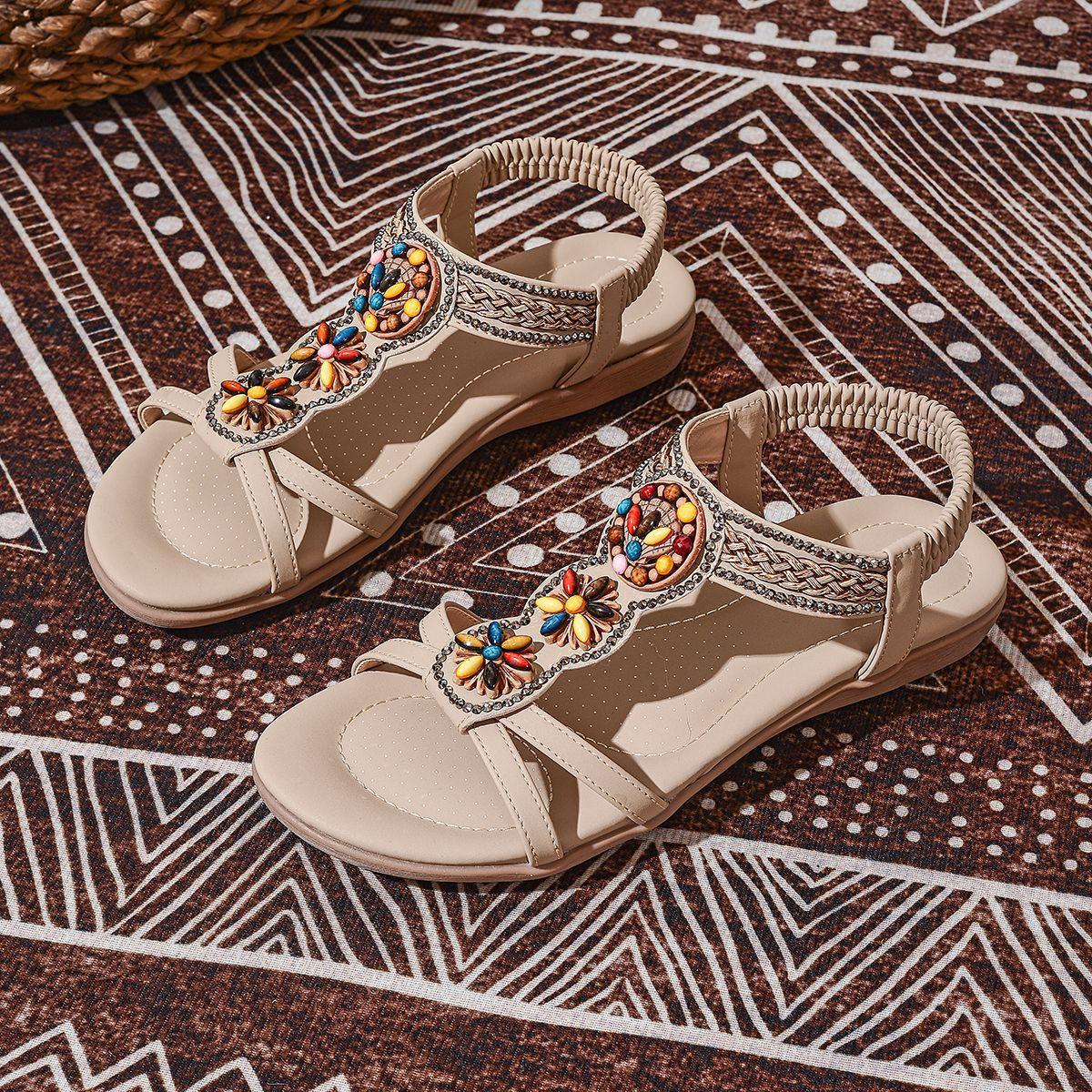 

Летние новые универсальные модные сандалии на плоской подошве, женские сандалии на резинке, легкие и удобные пляжные сандалии 41 абрикосовый