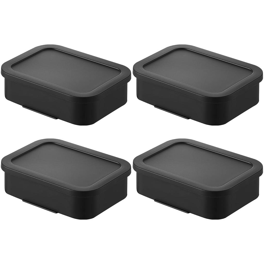 Yamazaki Tower Frozen Rice Set of with and Dishwasher 10635 x 2 Container, Large, Black, 4, Strainer, Microwave, Freezer, Safe,
