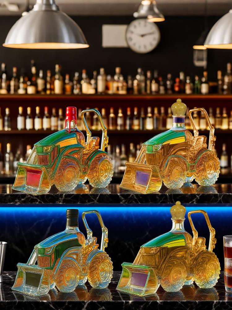 3D Wine Bottle Glass Decanter Glass Liquor Bottle Barware Wine Bottle Creative Storage For Bar Cabinet Decoration Whiskey Lovers