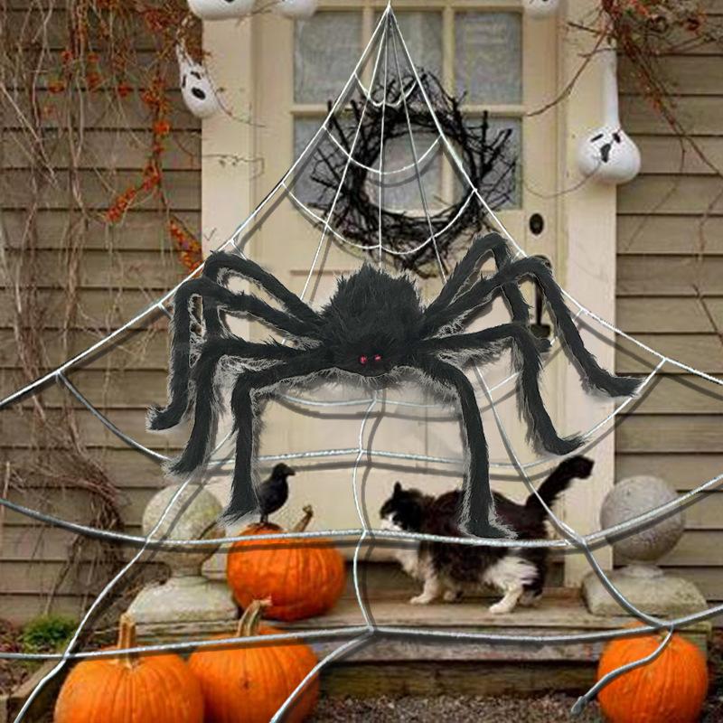 1pc Giant Spider Web Halloween Decoration Outdoor Courtyard and Lawn Spider Web Terror Courtyard Decoration Design