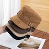 Retro Suede Big Head Circumference Flat Top Cap Women's Autumn and Winter Fashion Rivet Versatile Face Small Equestrian Hat
