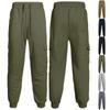 Autumn and Winter Fleece Men's Overalls Spliced Multi-pocket Drawstring Sports Casual Jogging Pants