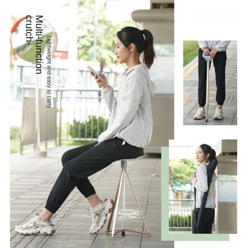Multifunctional Cane Stool Crutch Chair Foldable Elderly Walking Stick Stool Portable Trekking hiking Walking Stool