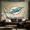 Benutzerdefiniertes Namensschild Miami Dolphins Bedruckter Wandteppich – Wandbehang für Schlafzimmer, Studentenwohnheime und Heimdekoration