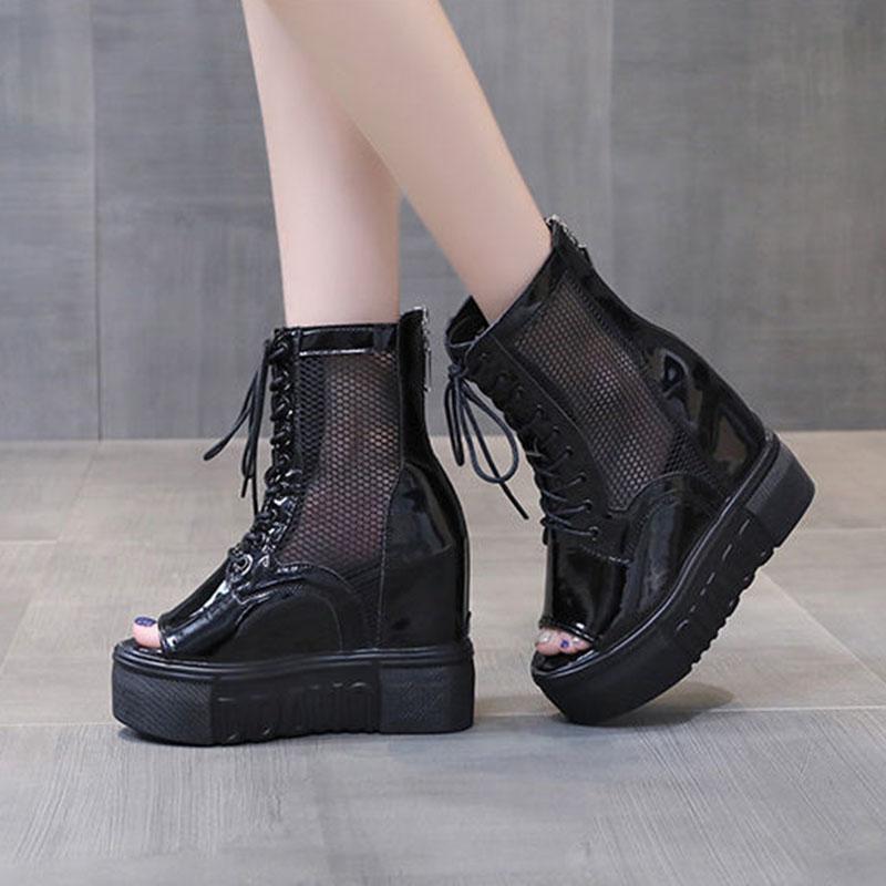 Sandalias Pendiente Tacón Grueso Fondo Interno Aumento De Zapatos de Mujer  Primavera Verano Blanco Red Botas Pez Boca Sandalias comprar a buen precio  — entrega gratuita, reseñas reales con fotos — Joom