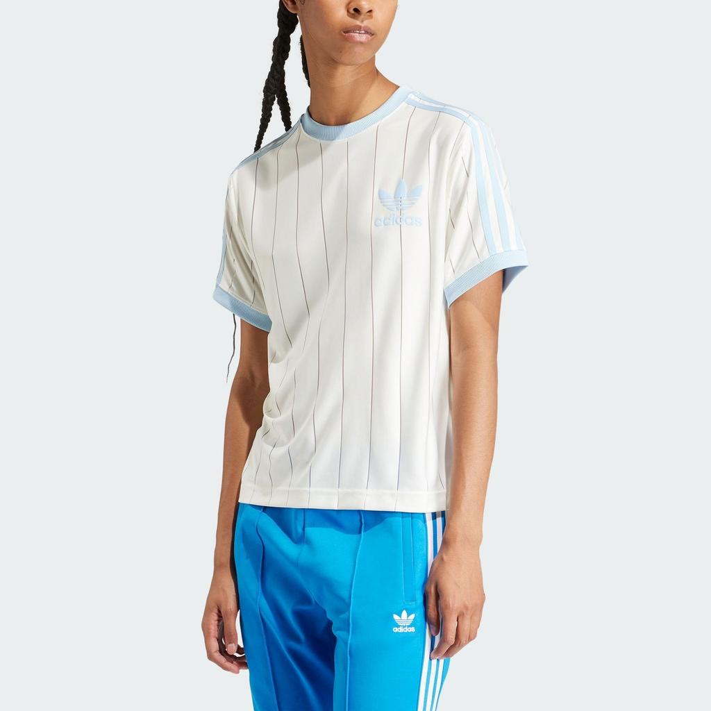 Adidas Originals Stripes Letter Print Sports Crew Neck Short Sleeve T-Shirt Women Tops Han-Jade-White IR7469