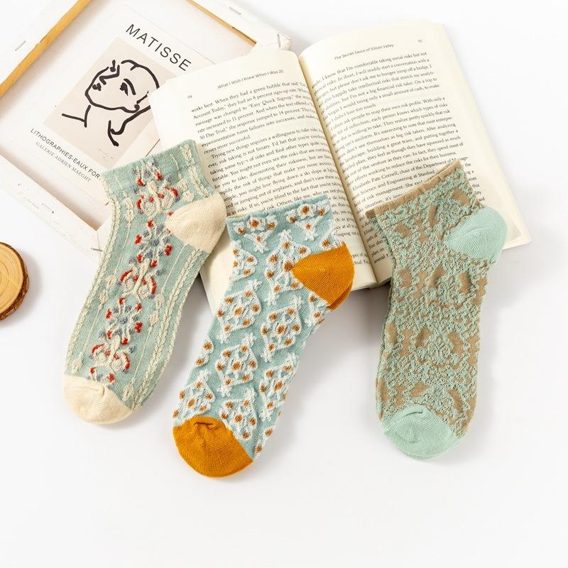 10 Paar Retro Hofstil Socken, Damen Kurze Socken, Damen Frühling und Sommer Kurze Socken, Füßlinge, Frühling und Sommer Baumwollsocken