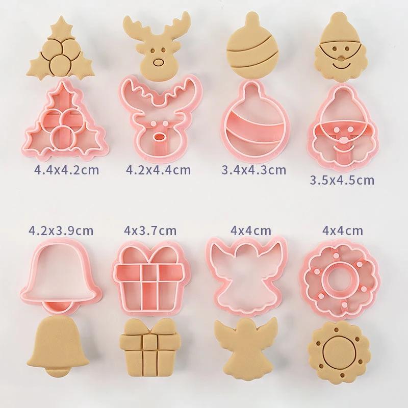 

8 шт. Шоколадные рождественские формочки для печенья Дед Мороз Лось Форма для печенья Пресс для мастики Новогодний декор для торта Принадлежности для выпечки