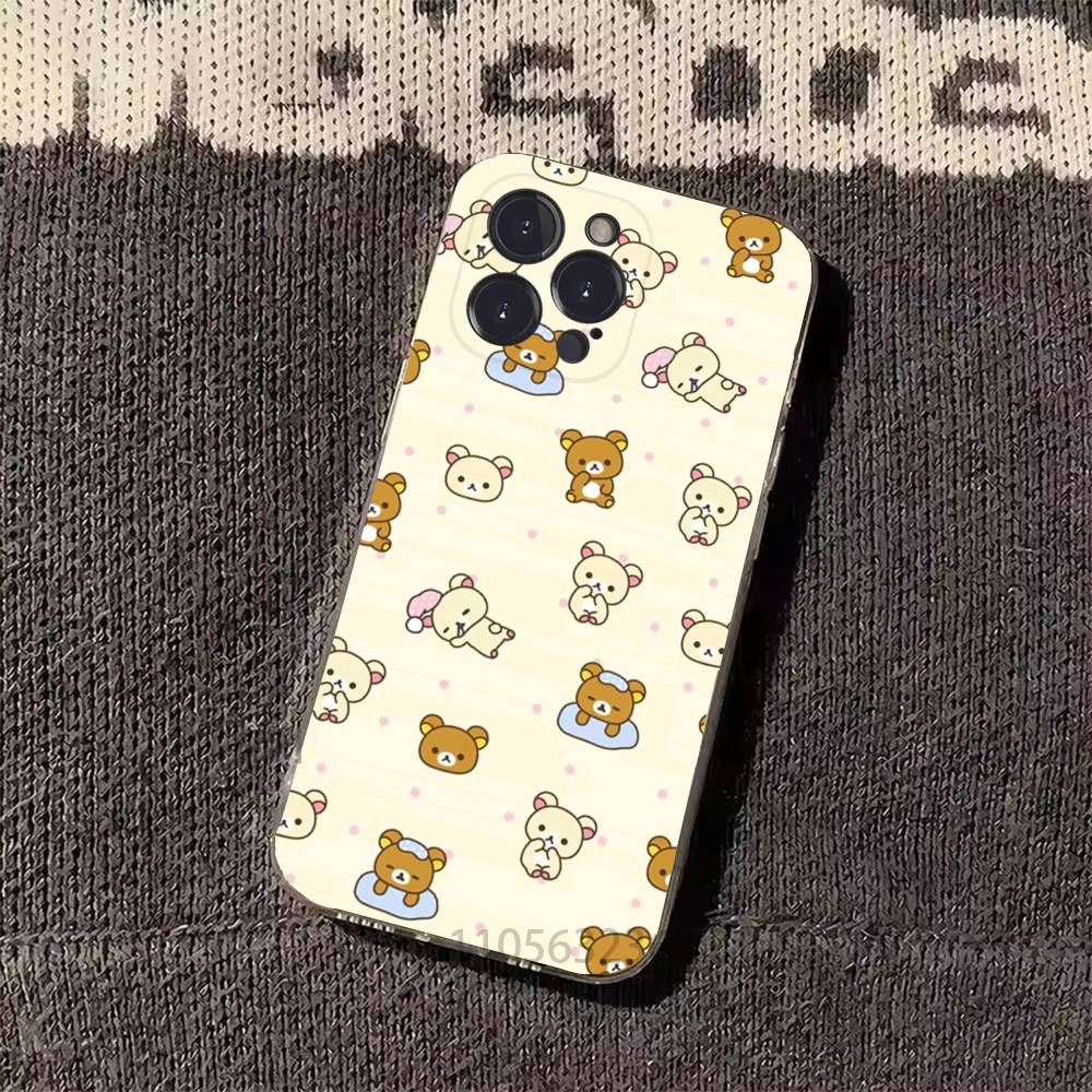 

Милый мишка R-Rilakkuma Чехол для телефона для iPhone17 16 15 14 13 12 11 Pro Xs Max Mini Plus Противоскользящий Ударопрочный Жесткий iPhone14Plus