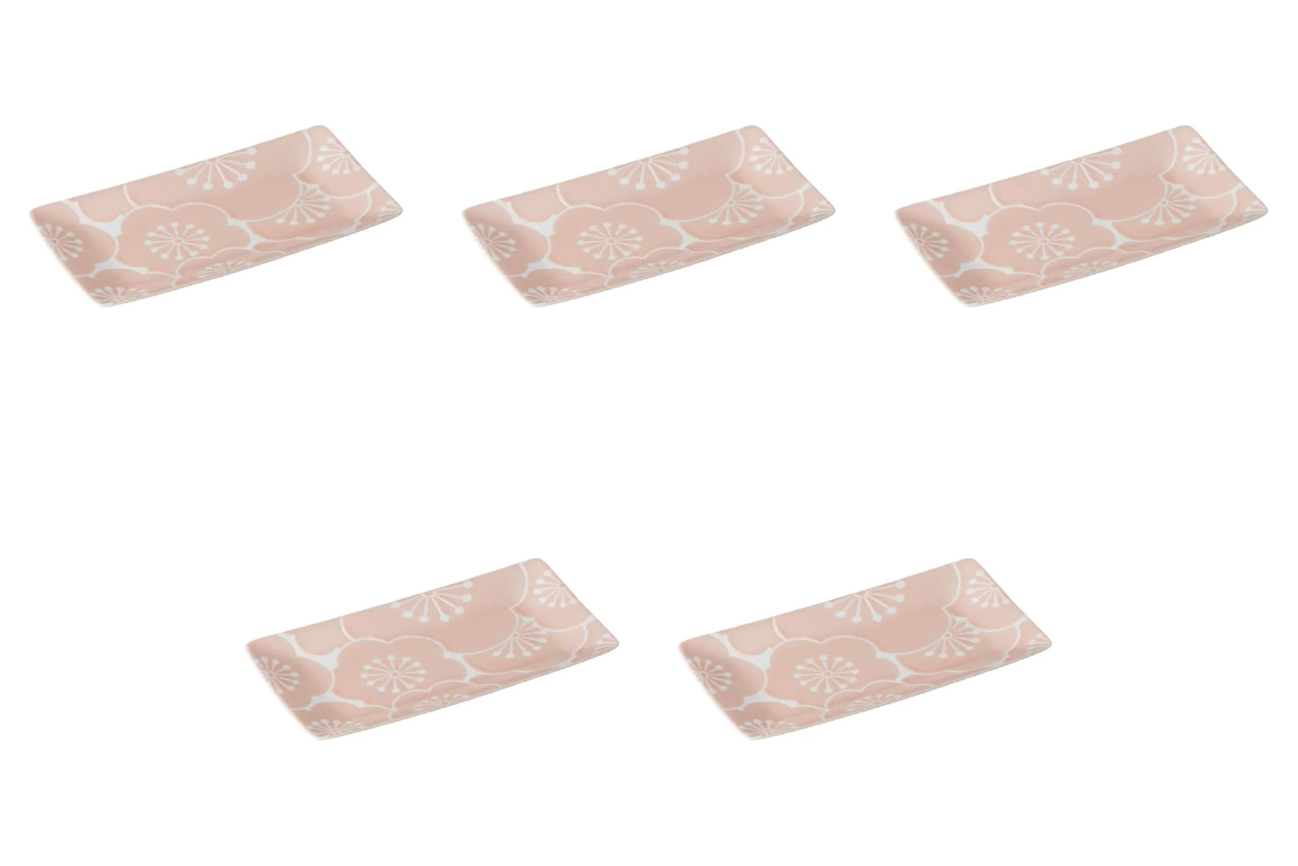 

Set of 5 Hafuri Rectangular Plates and x x Medium Rectangular Hasami Setomonohonpo (Plum Peach) [25 13.5 1.5 cm] Plates, Ware,