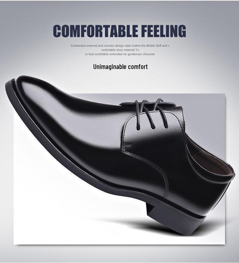 Men's Black Leather Formal and Casual Shoes - Korean Style for Office, Business, and Weddings