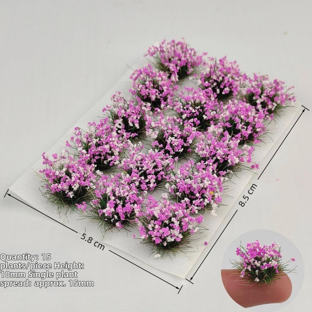 15pcs/box 10mm Grass Cluster Model Kit Multicolors Nylon Material Miniature Building Sand Table Flower 8.5*5.8cm diy