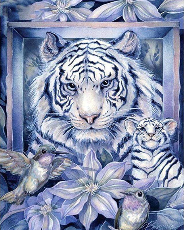 Diamond Painting Kit Animal 5D DIY Diamond Embroidery White Tiger Pictures Of Rhinestones Mosaic Sale Craft Kit