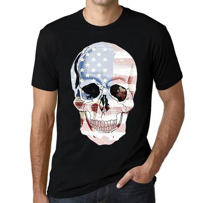 Camiseta Masculina Gráfica - Camisa de Crânio Patriótico Americano - Presente de Dia das Bruxas