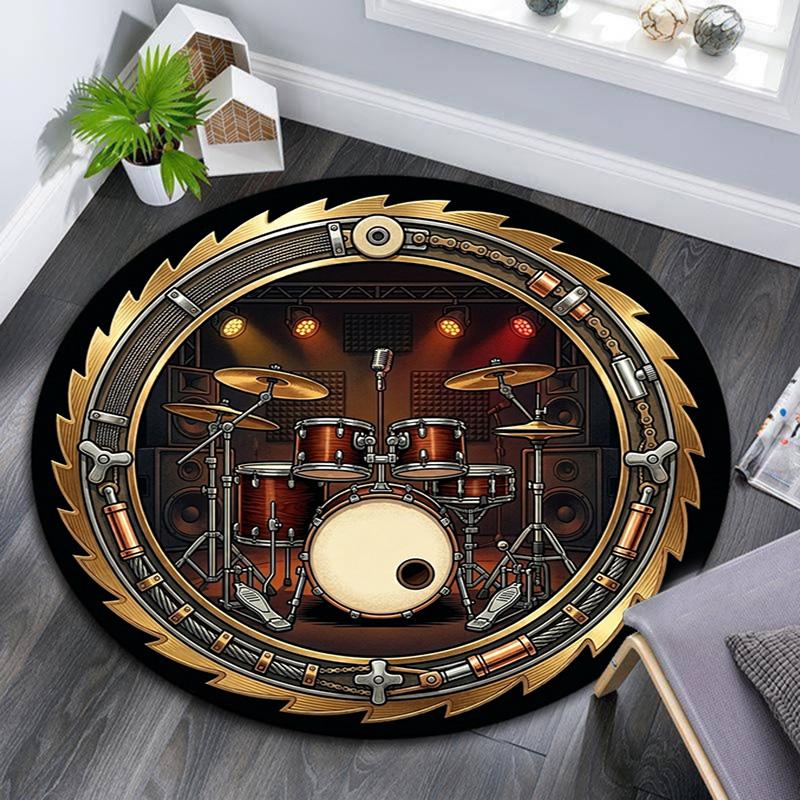 Golden Drum Stage Round Area Rug Under Office Chairs Bedroom Living Room Home Decor
