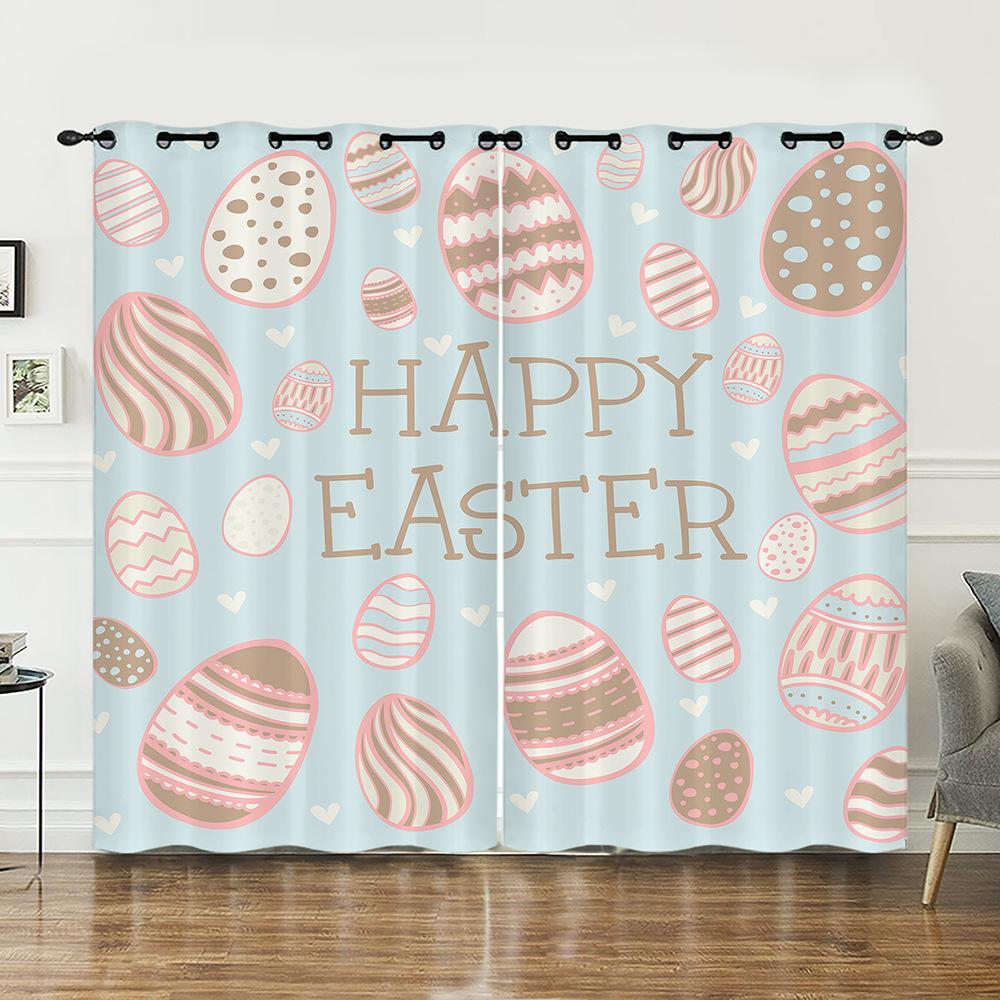 Curtains Animal Rabbit Egg Easter Curtain Digital Printing Blackout Curtain No Punching