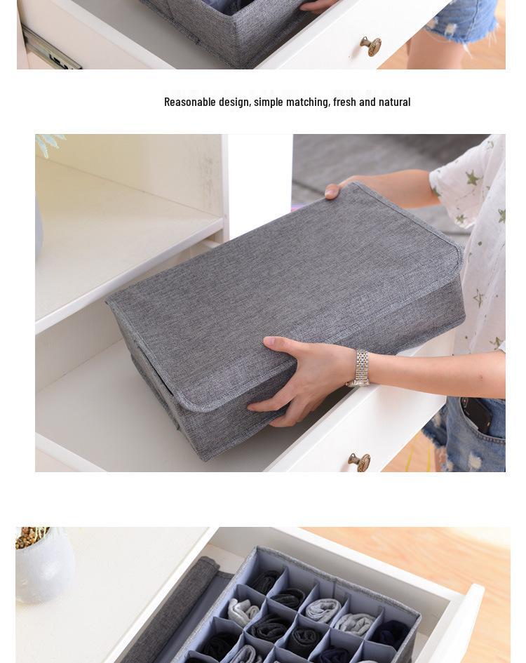 Faltbare Stoff-Aufbewahrungsbox mit Fächern für Unterwäsche und Socken