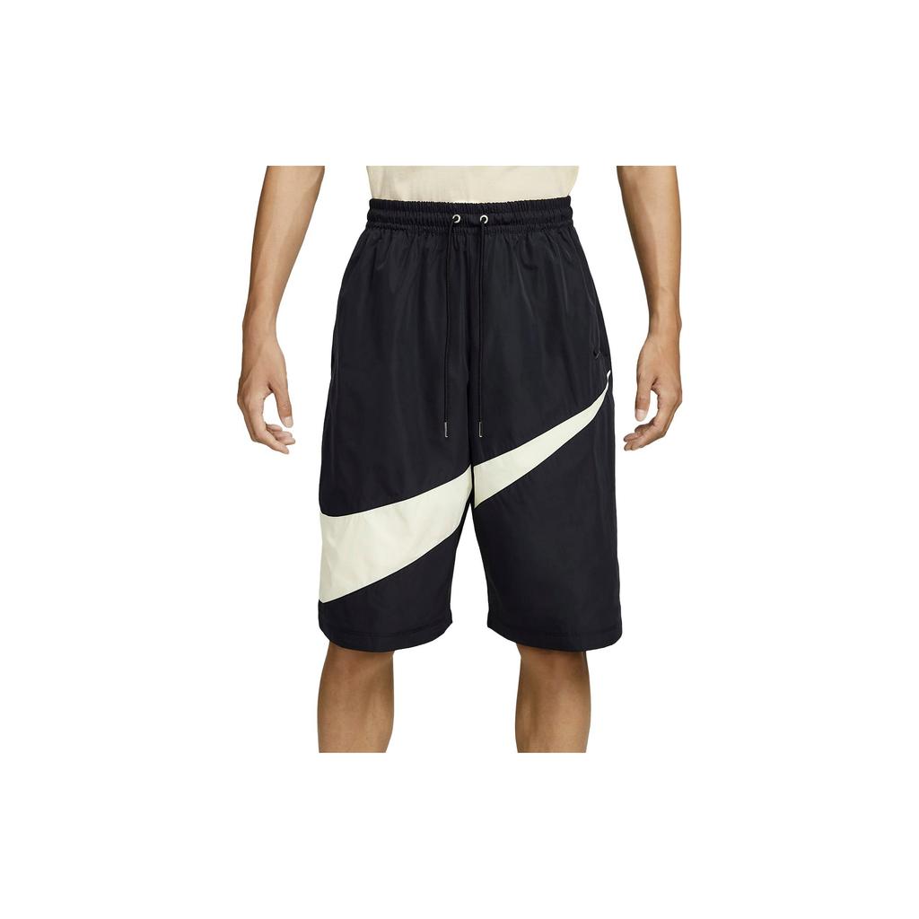 Nike Swoosh Large Logo Print Straight-Leg Shorts Men Bottoms Black FB7870-010