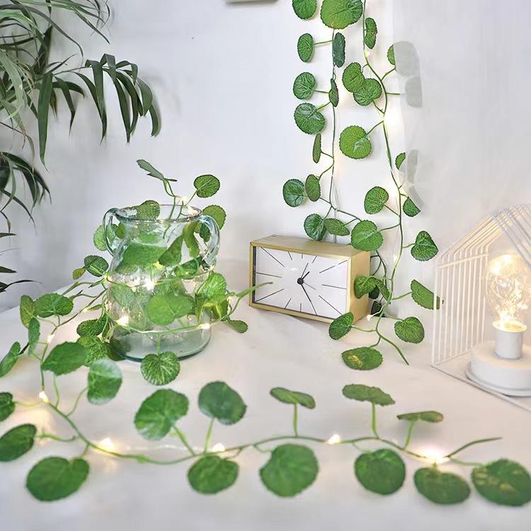 2Meter Fake Green Leaf Ivy Vine with LED Lights String for Home Bedroom Decor Wedding Glowing Artifical Plant Home Decoration