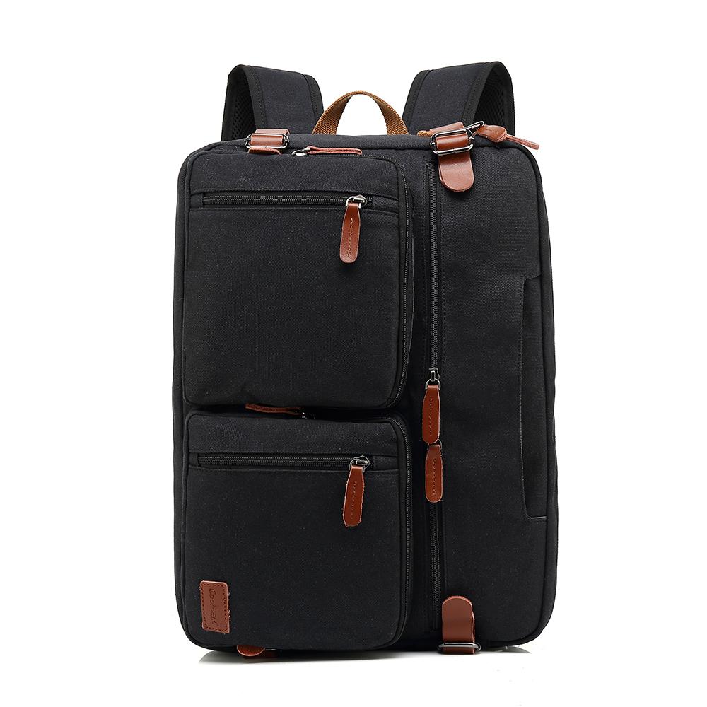 Herren-Rucksack Cool Bell Multifunktionaler Canvas-Rucksack & Umhängetasche & Umhängetasche & Handtasche für 15,6/17,3-Zoll-Laptop Schwarz/Grau CB5005