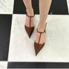 Fashion 2024 New Slimming T-shaped Pumps Women Sexy Thick Heel Pointed Mid Heel Single Shoes Stain Summer Shallow Party Dress Shoe