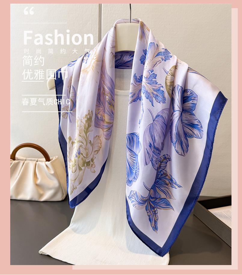 Dating atmosphere Printing simulation silk square scarf Shawl versatile high-end neck small square scarf Head scarf Silk scarf Women