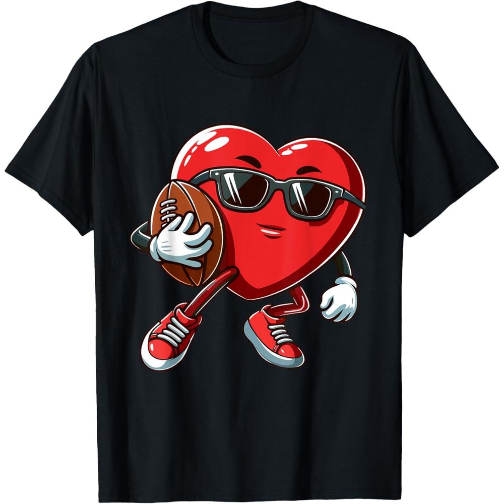 Funny Heart With Football Valentines Day Mens Boy Boys Girls Sports Cotton Men T Shirt 3XL чёрный