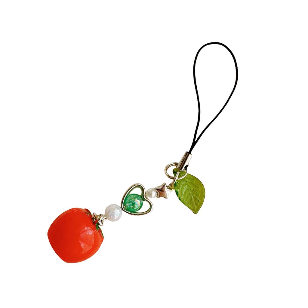 Fashionable Lovely Girl Tomato Leaf Charm Keychain Pendant Sturdy Acrylics Alloy for Fashion Accessory Daily Use