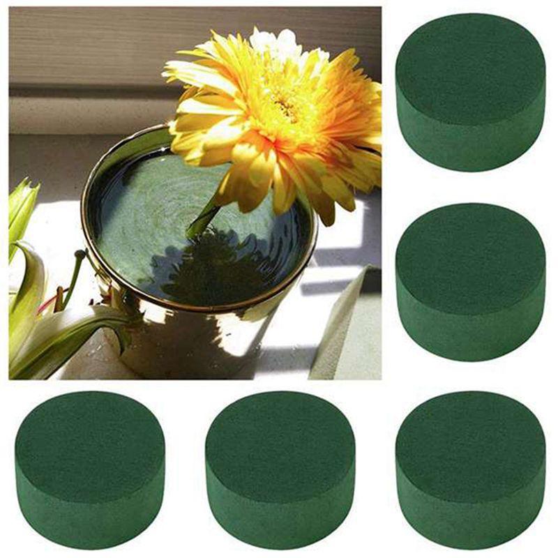 A84E-30Pcs Wedding Aisle DIY Craft Floral Arrangement Water-Absorbing Home Garden Green Flower Foam Fresh-Keeping Round Brick