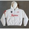 Youth Streetwear Hooded Zip-Up Sweatshirt With 3D Letter Print Loose Fit Long Sleeve Casual Pullover Teen Boys