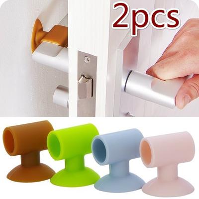 2Pcs Crash Pad Creative Wall Crash Pad Suction-behind Door Handle Door Lock Noise Reduction
