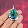 Copper Azurite Malachite Pendant, 925 Solid Sterling Silver Gemstone Jewelry, Handmade Pendant, For Memorial Day