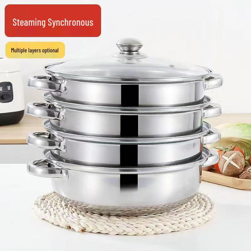 Универсальная многофункциональная пароварка-кастрюля для индукционных и газовых плит - Утолщенная многослойная посуда для домашней кулинарии