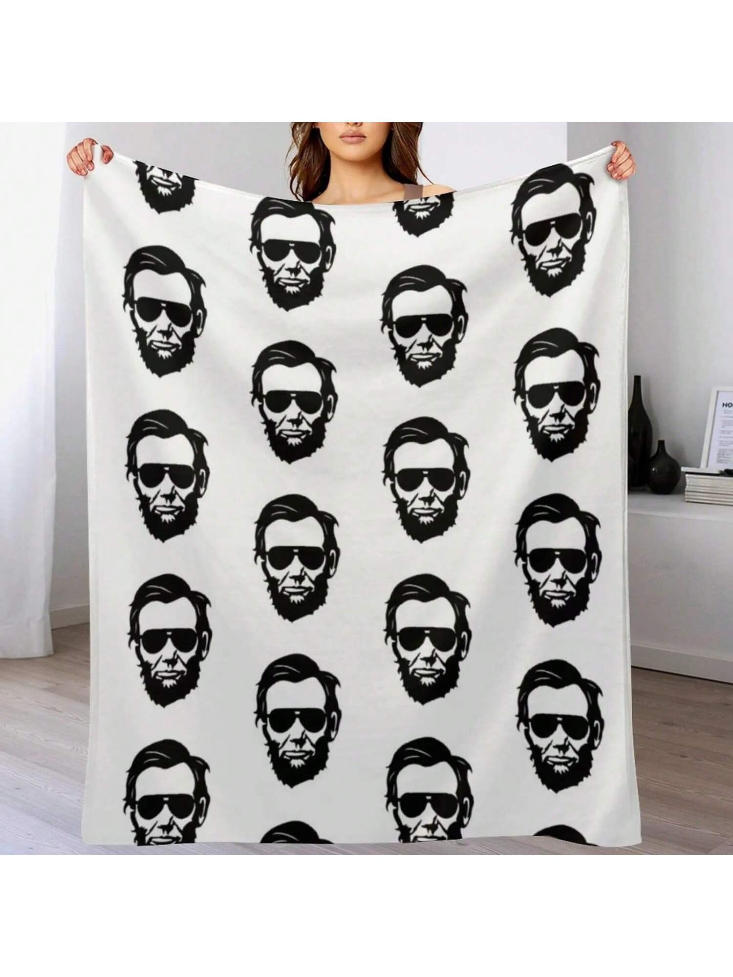 Funny Abraham Lincoln Sunglasses Honest Abe USA Throw Blanket Soft Plaid Personalized Gift For  Moving Blankets 75X95CM