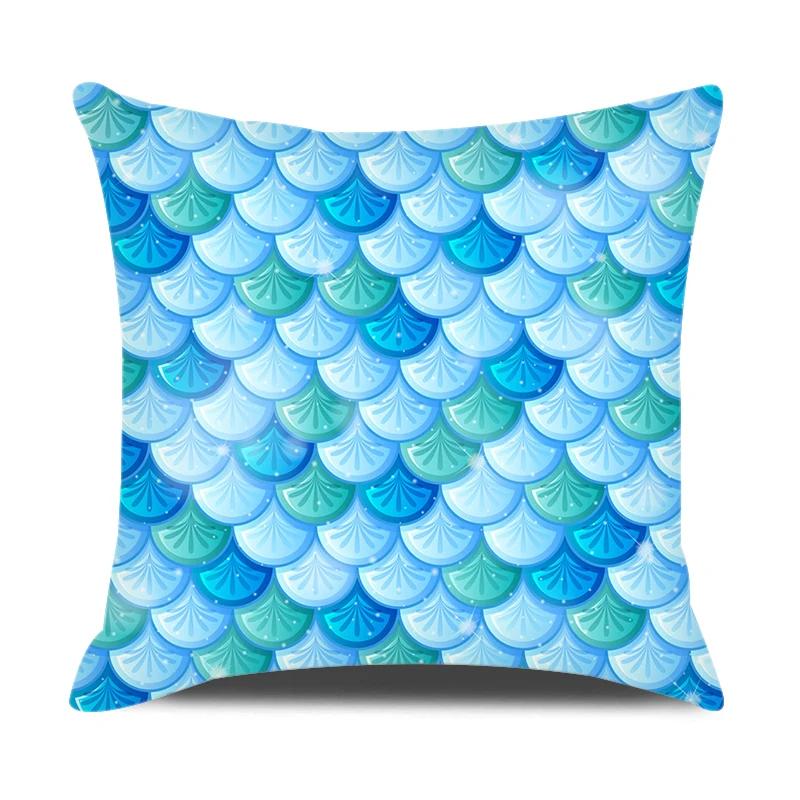 Mermaid Themed Party Decorations Cushion Cover Colorful Fish Scales Square Pillow Covers Home Decor Throw Pillow Case for Couch