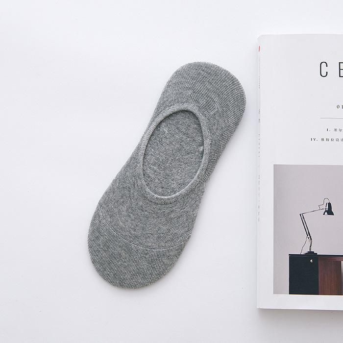 

Мужские невидимые нескользящие дышащие хлопковые носки-лодочки - летние, впитывающие пот, дезодорирующие, неглубокие, тонкий силиконовый дизайн One Size светло-серый