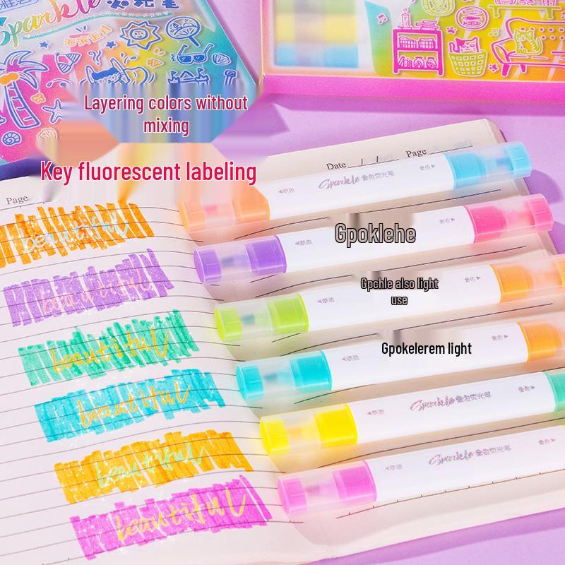 Stackable Double-Headed Fluorescent Pen Set: Bright, Eye-Safe Colors for Journaling and Highlighting