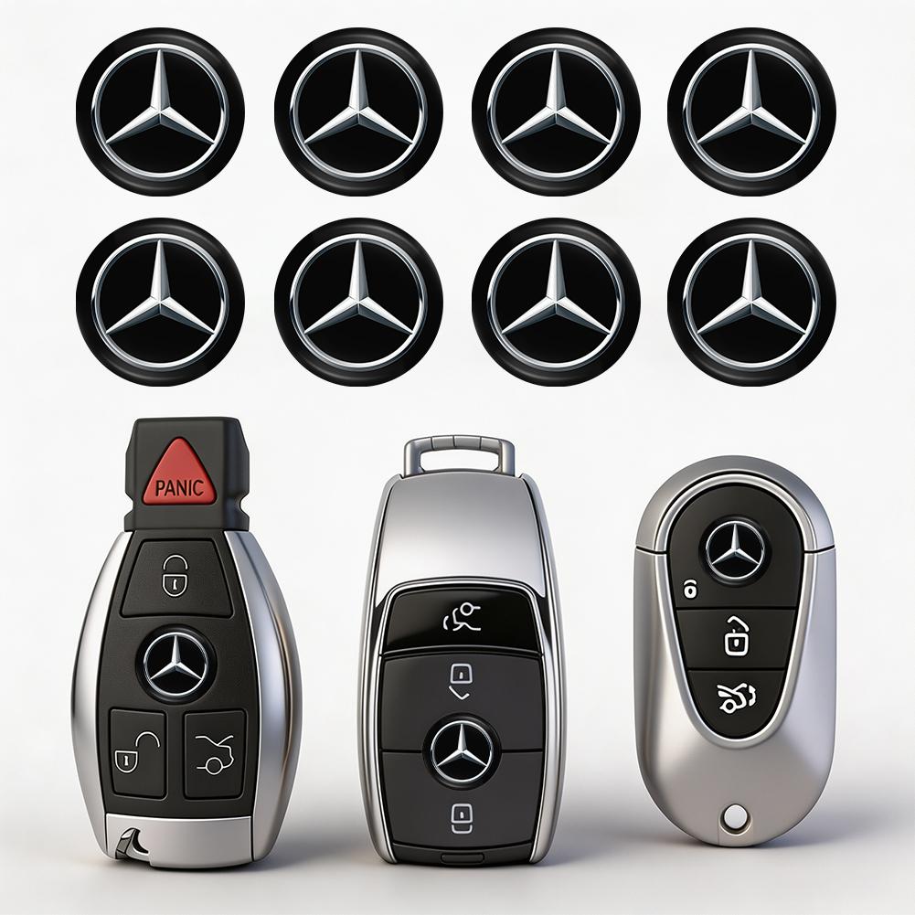 MEA4   14mm Car Key 3D Aluminum Logo Replacement Sticker Accessories For Mercedes-Benz GLC X253 X254 C-Class W205 W206 A-Class W177 GLA