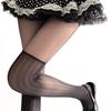 Thin Jacquard Silk Thigh-High Stockings: Milk White & Black, Spring/Autumn
