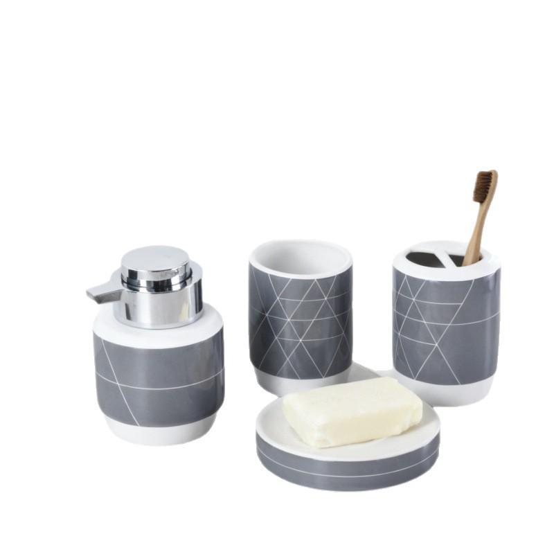 Bathroom set ceramic mouthwash cup toothbrush holder creative daily decoration bathroom hotel set daily bath products dispenser
