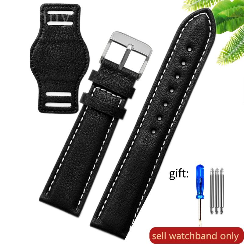 Genuine Leather watch strap for Rolex Green Submariner Omega  timex Vintage plus Tray Men Watch Band 20 22mm