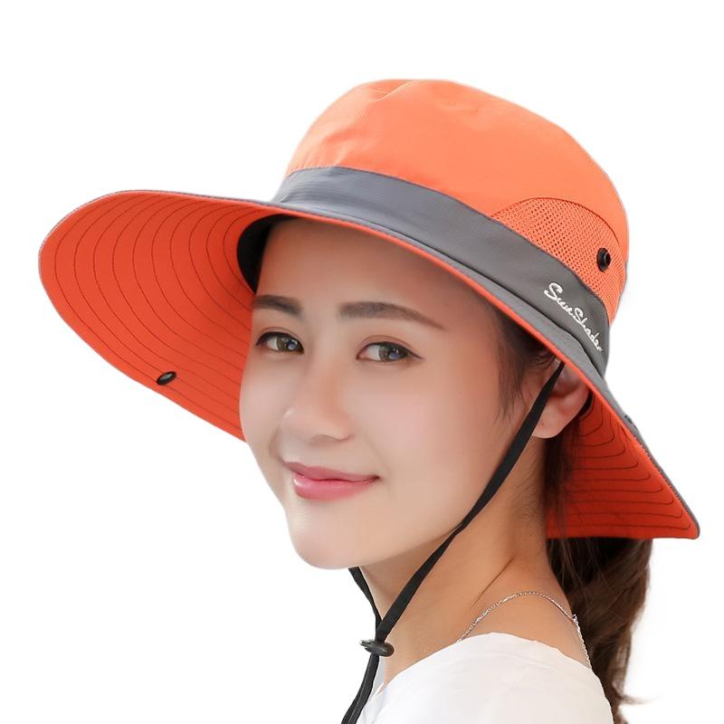 Sommer Damen Outdoor Sonnenhut Zopfloch Fischerhut Sonnenschutz Sonnenhut atmungsaktiv Bergsteigerhut Eltern-Kind-Modell